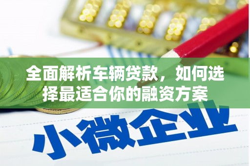 朔州全面解析车辆贷款，如何选择最适合你的融资方案